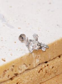 1pc Cubic Zirconia Star Decor Drop Earring - Silver - View 4