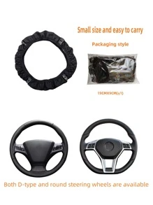 1 PC Chần Gòn Chi Tiết Kim Cương Giả Trang Trí Bọc Vô Lăng Ô Tô - màu đen - Xem 5