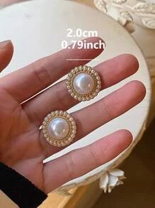 Faux Pearl Decor Stud Earrings - Multicolor - View 4