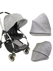 1pc Baby Plain Carriage Canopy - Grey - View 1