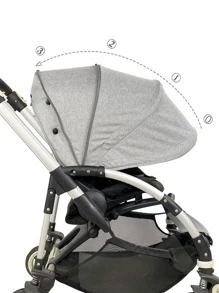 1pc Baby Plain Carriage Canopy - Grey - View 4