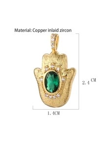 Cubic Zirconia Decor Hand DIY Pendant - Yellow Gold - View 3