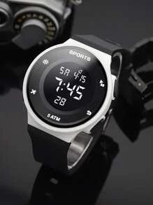 Hombres Reloj electrónico brillante en oscuro - Negro - Ver 1