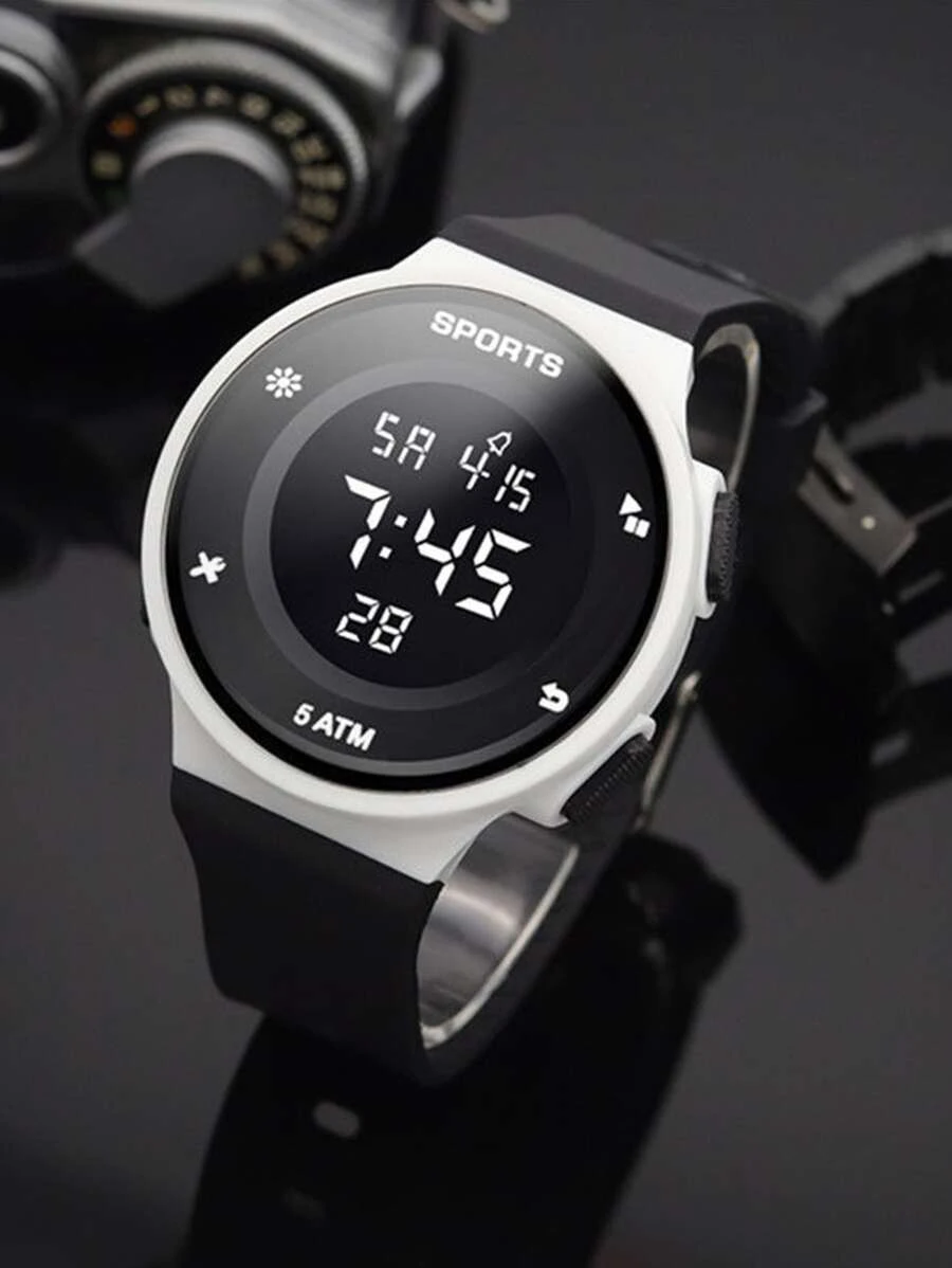 Hombres Reloj electrónico brillante en oscuro - Negro - Ver 1