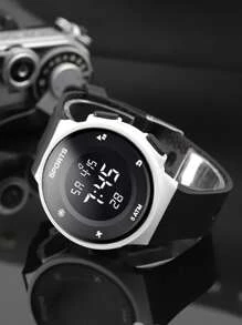 Hombres Reloj electrónico brillante en oscuro - Negro - Ver 2