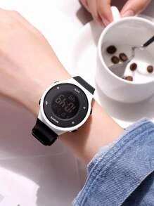 Hombres Reloj electrónico brillante en oscuro - Negro - Ver 3