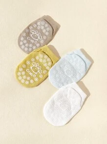 4pairs Baby Solid Crew Socks - Multicolor - View 8