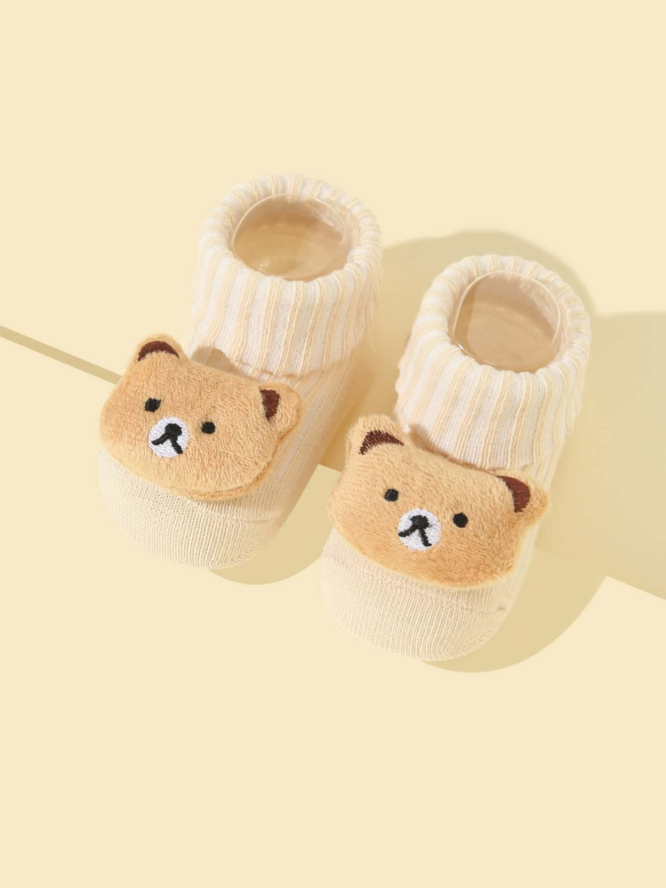 1pair Baby Bear Decor Socks - Beige - View 2