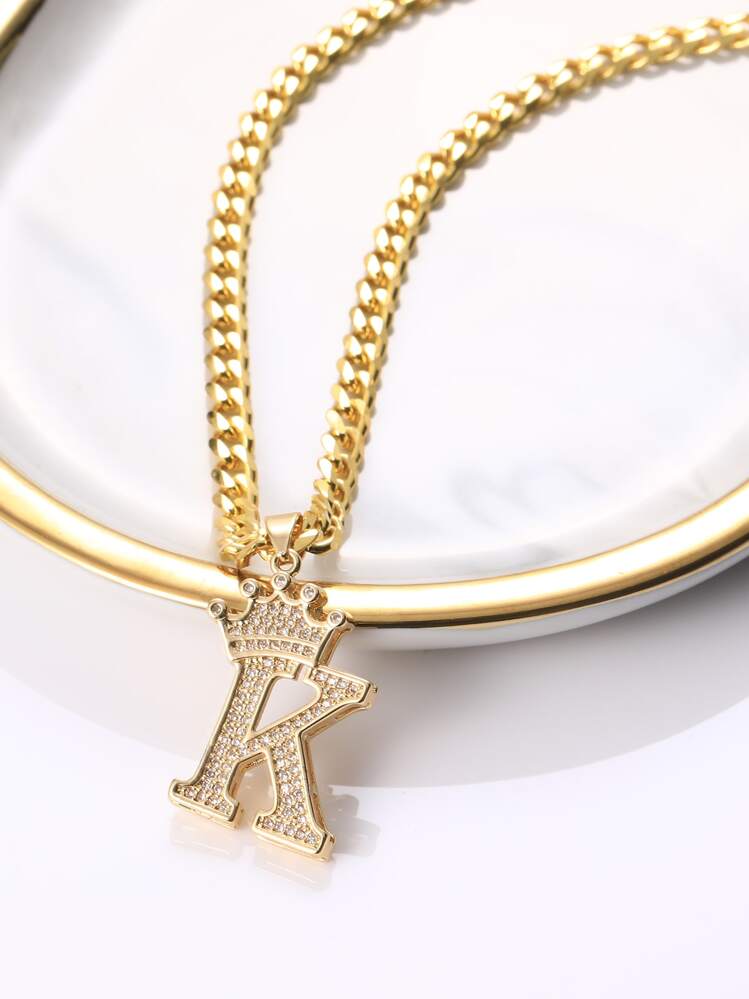 Thời Trang Và Phổ Biến Nam Đính Đá Cubic Zirconia Thái & Chữ Vòng Cổ Thép Không Gỉ Cho Món Quà Trang Sức Và Cho Vẻ Ngoài Phong Cách - Vàng - Xem 1