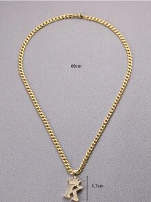 Thời Trang Và Phổ Biến Nam Đính Đá Cubic Zirconia Thái & Chữ Vòng Cổ Thép Không Gỉ Cho Món Quà Trang Sức Và Cho Vẻ Ngoài Phong Cách - Vàng - Xem 2