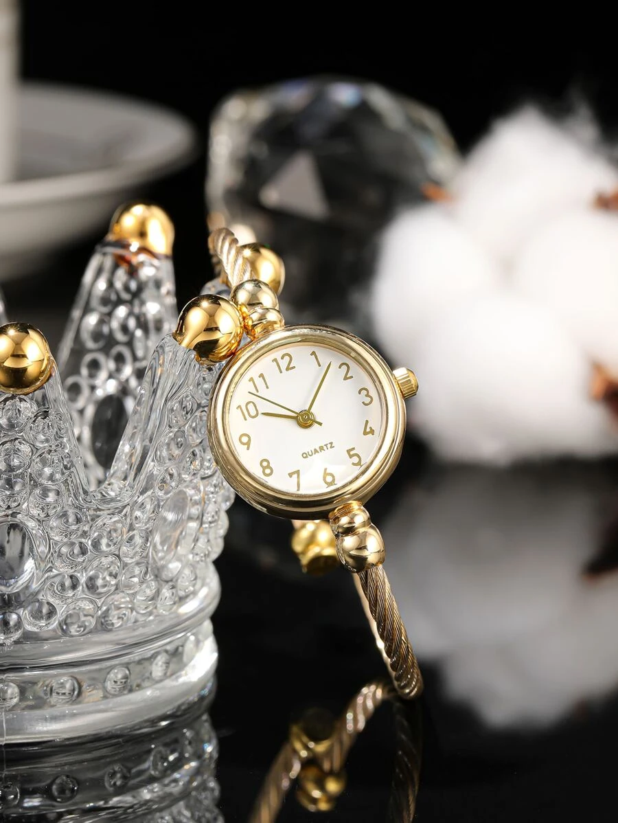 1pc Vintage Retro Roman Numeral Women Quartz Wrist Watch