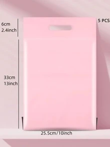 5入組防水粉色禮品包裝袋（335mm*255mm）,帶手把和自黏航運郵袋,可用於學校、辦公室、和運輸 - 淺粉色 - 查看 2