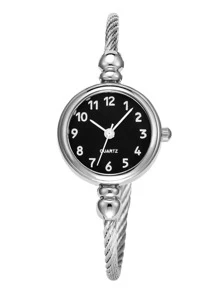 1 件复古森系风格小众女士罗马数字石英手链手表 - 銀色 - 查看 2