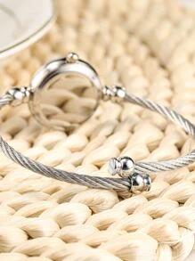 1 件复古森系风格小众女士罗马数字石英手链手表 - 銀色 - 查看 4