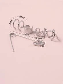 Bộ 5 khuyên tai thiết kế ghim - Bạc - Xem 4