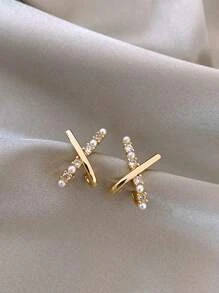 Faux Pearl Decor Stud Earrings - Multicolor - View 3