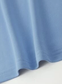 Claim Dot Camiseta holgada de hombre con gráfico de dibujos animados y eslogan de hombros caídos - Celeste - Ver 3