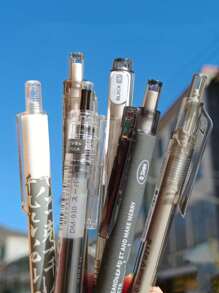 6pcs Letter Graphic Gel Pen - Black and White - View 1