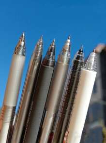 6pcs Letter Graphic Gel Pen - Black and White - View 4