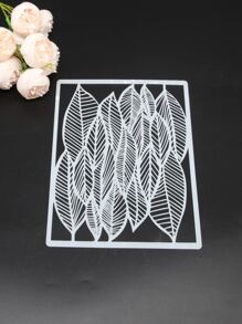 1pc Hollow Leaf Painting Template - White - View 1