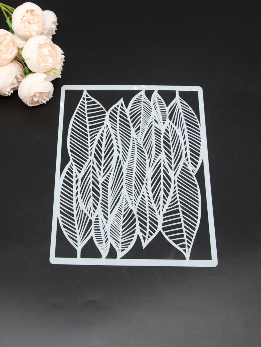 1pc Hollow Leaf Painting Template - White - View 1