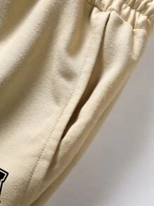 Aesthetic Post Quần Short Nam Dây kéo Lá thư Sọc Giải trí - Màu Khaki - Xem 4