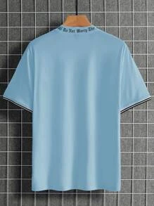 Manfinity Homme Tops Nam Slogan Giải trí - Màu xanh nhạt - Xem 2