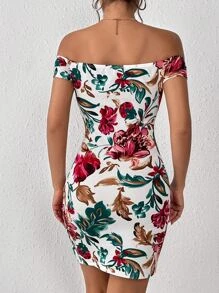 SHEIN Privé Đầm Chia Hoa Boho - trắng - Xem 2