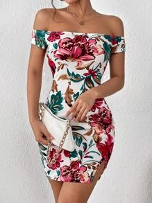 SHEIN Privé Đầm Chia Hoa Boho - trắng - Xem 4