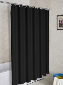1入組淋浴極簡黑色防水浴簾 - 黑色 - 查看 1