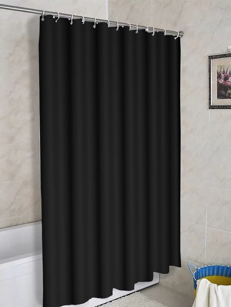 1入組淋浴極簡黑色防水浴簾 - 黑色 - 查看 1