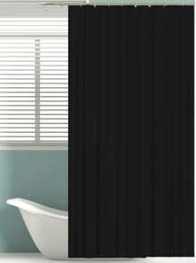 1入組淋浴極簡黑色防水浴簾 - 黑色 - 查看 4
