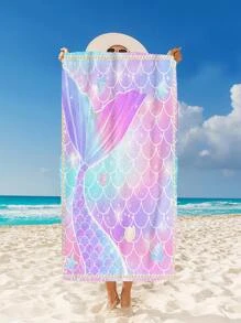 1 Chiếc Khăn Đi Biển Họa Tiết Người Cá, Microfiber Hình Chữ Nhật Du Lịch Khăn Đi Biển Cho Bơi, Lặn, Mùa Hè - Nhiều màu - Xem 1