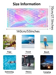 1 Chiếc Khăn Đi Biển Họa Tiết Người Cá, Microfiber Hình Chữ Nhật Du Lịch Khăn Đi Biển Cho Bơi, Lặn, Mùa Hè - Nhiều màu - Xem 2