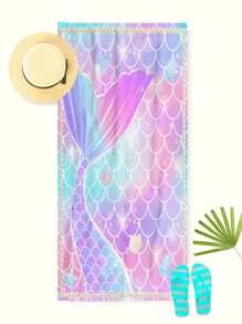 1 Chiếc Khăn Đi Biển Họa Tiết Người Cá, Microfiber Hình Chữ Nhật Du Lịch Khăn Đi Biển Cho Bơi, Lặn, Mùa Hè - Nhiều màu - Xem 3