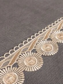 1入組刺繡細節沙發巾現代滌綸沙發套毛毯適合家居四季皆宜 - 深灰色 - 查看 5