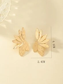 Pendientes de tachuela con diseño de hoja - Amarillo Oro - Ver 5