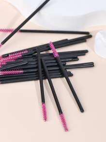 50一次性睫毛刷彩色水晶竿睫毛嫁接工具眉毛梳子 - 玫紅色 - 查看 2