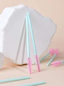 50一次性睫毛刷彩色水晶竿睫毛嫁接工具眉毛梳子 - 粉色 - 查看 3