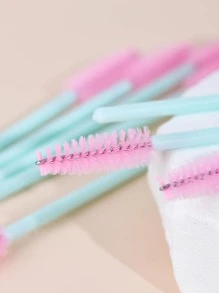 50一次性睫毛刷彩色水晶竿睫毛嫁接工具眉毛梳子 - 粉色 - 查看 4