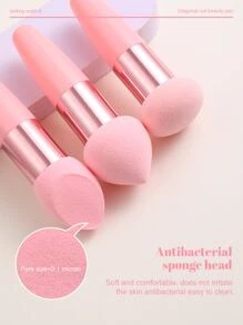 3Pcs Makeup Sponge Facial Foundation Sponge Professional Makeup Blending Sponge With Handle Beauty Sponge Blender Dry & Wet Use Makeup Sponges For Foundation