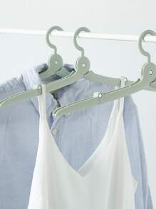 1pc Portable Plastic Hanger, Collapsible Clothes Hanger For Household - Green - View 1