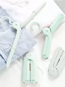 1pc Portable Plastic Hanger, Collapsible Clothes Hanger For Household - Green - View 3