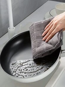 2入組/套格紋清潔日常滌綸吸水清潔抹布 - 灰色 - 查看 2