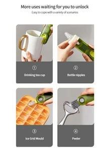 1 Bàn chải làm sạch bằng nhựa, Bàn chải làm sạch đồ họa chữ cái hiện đại cho gia đình - Màu xanh lam - Xem 4