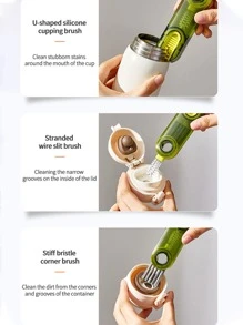 1 Bàn chải làm sạch bằng nhựa, Bàn chải làm sạch đồ họa chữ cái hiện đại cho gia đình - Màu xanh lam - Xem 5