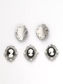 Bộ 10 gói trang trí ngọc trai giả 3D Thiết kế hình bầu dục Trang trí móng nghệ thuật - màu đen - Xem 2