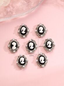 Bộ 10 gói trang trí ngọc trai giả 3D Thiết kế hình bầu dục Trang trí móng nghệ thuật - màu đen - Xem 3
