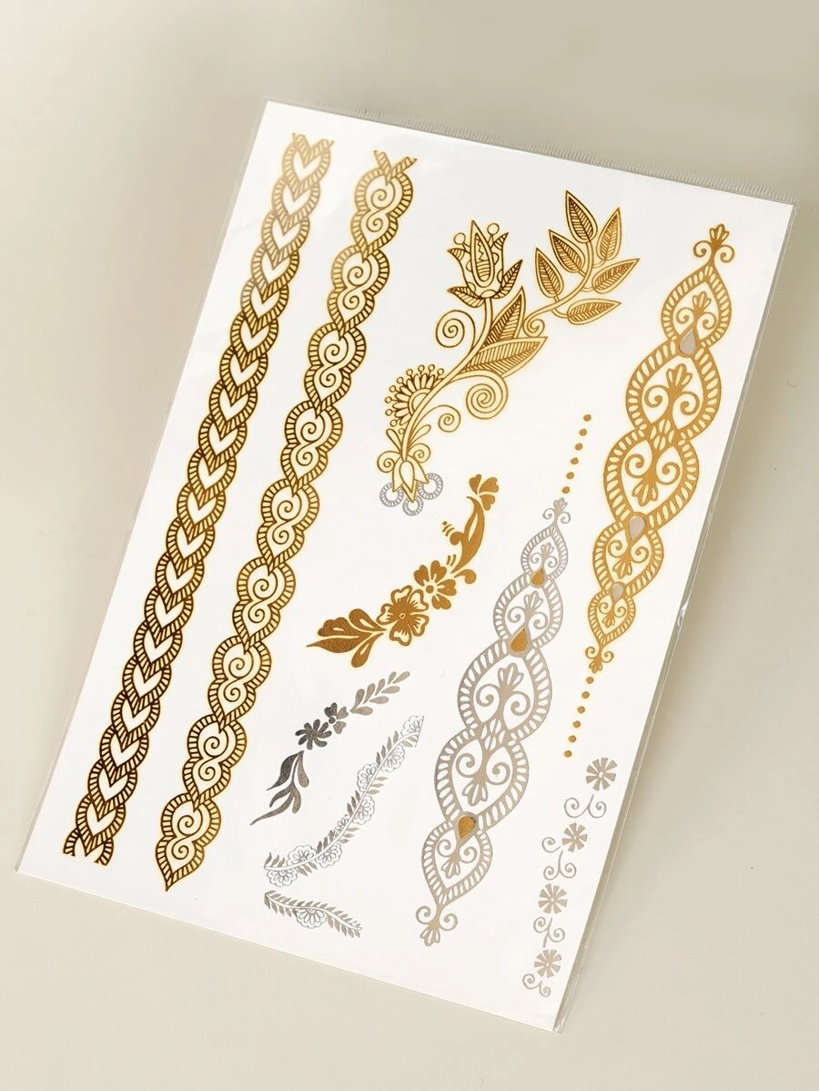 Tattoo Sticker,1 Sheet Floral Pattern Temporary Tattoos For Women,Tattoo Stickers Adults,Realistic Tattoo Leaf,For Women and Girls