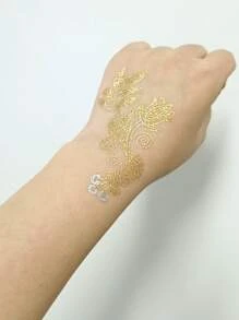 Tattoo Sticker,1 Sheet Floral Pattern Temporary Tattoos For Women,Tattoo Stickers Adults,Realistic Tattoo Leaf,For Women and Girls